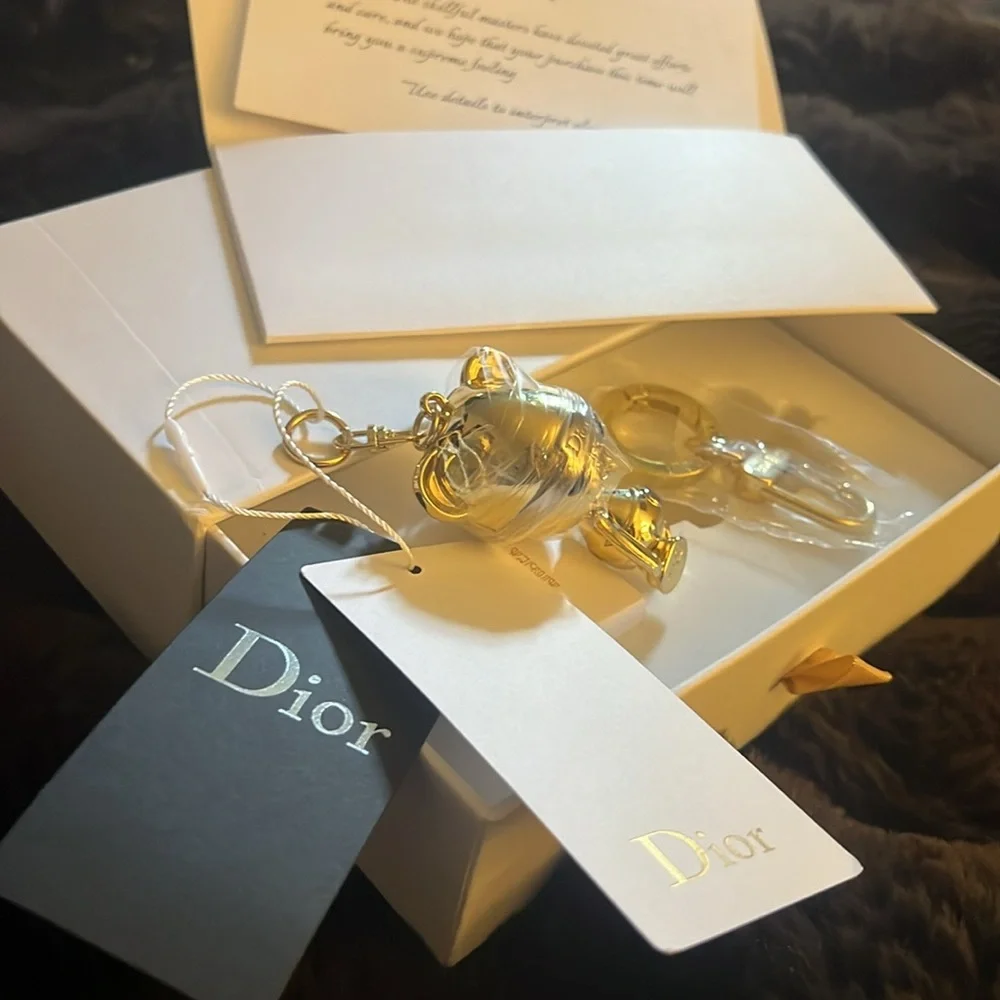 Dior Gold/Silver Inlex Bear Charm Rare NIB